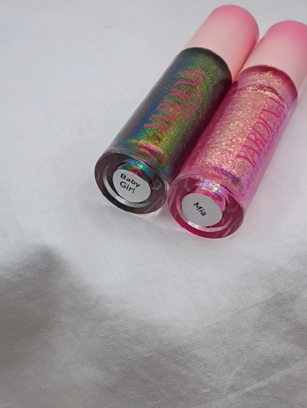 Yardena Pink Glitter Lip Gloss Duo - Iridescent Pink & Bright Pink